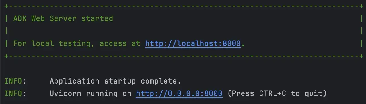 ADK running in terminal