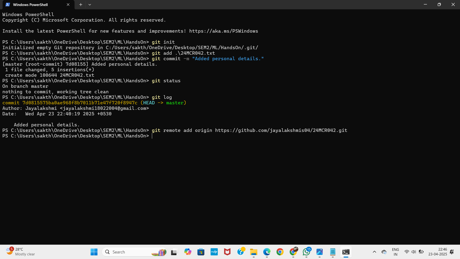 Push an existing repository from the command line<br>
