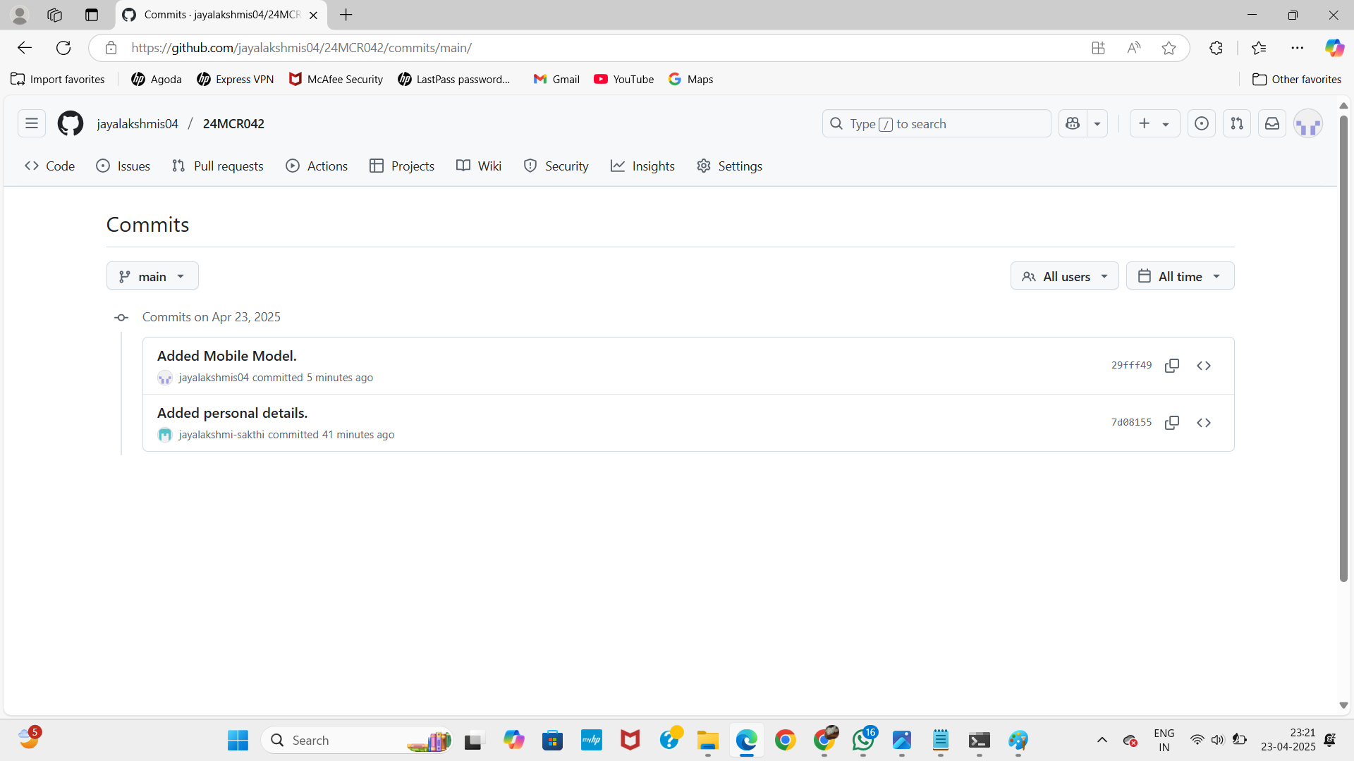 File after commit changes