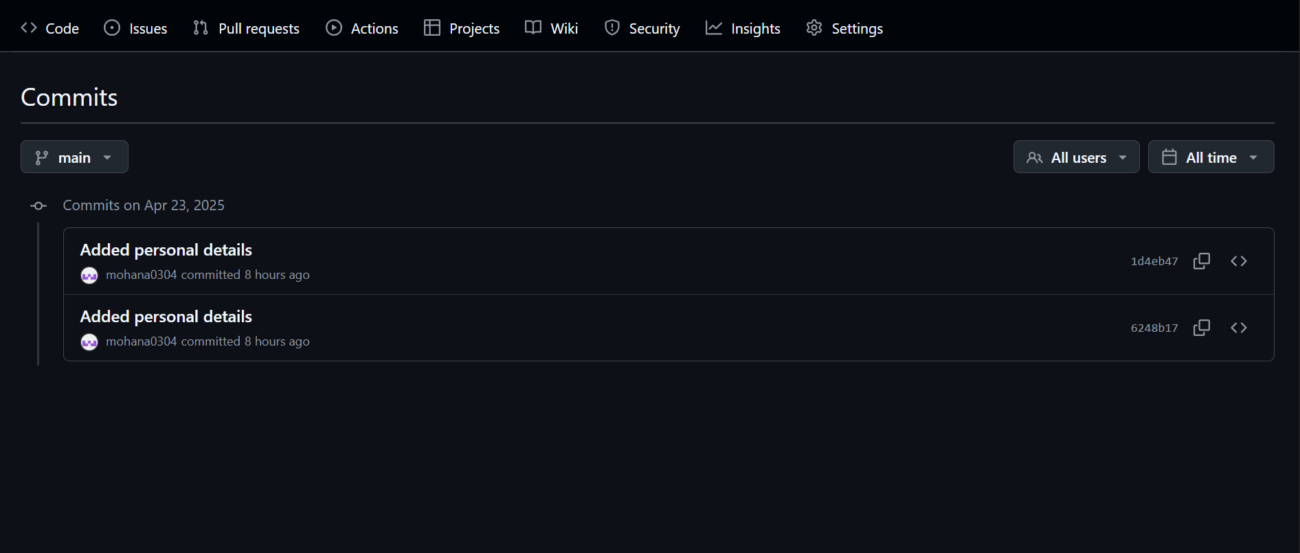 Terminal output showing the use of git add and git commit commands