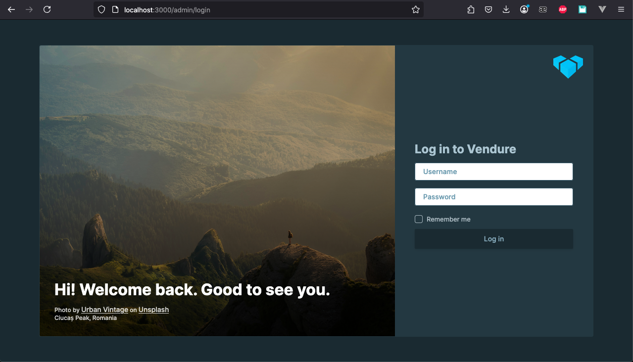 Vendure backoffice dark theme