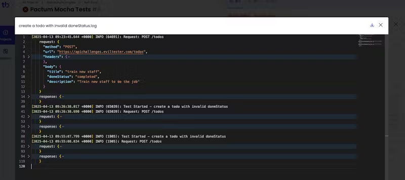 TestBeats Test Logs