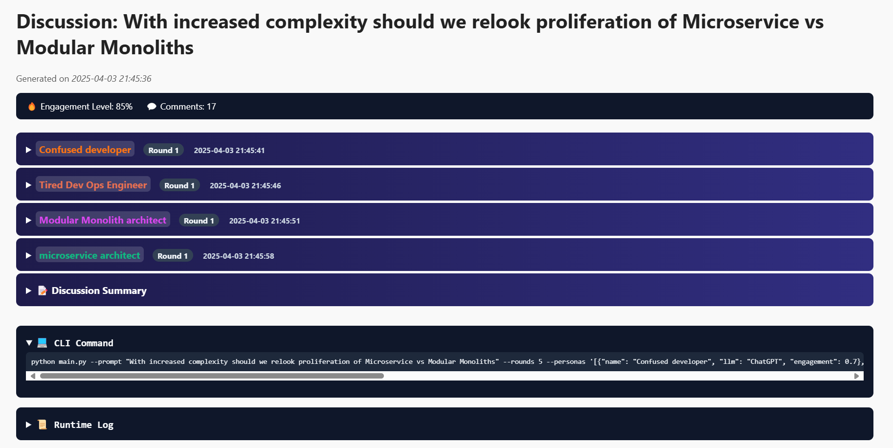 Screen copy of output html