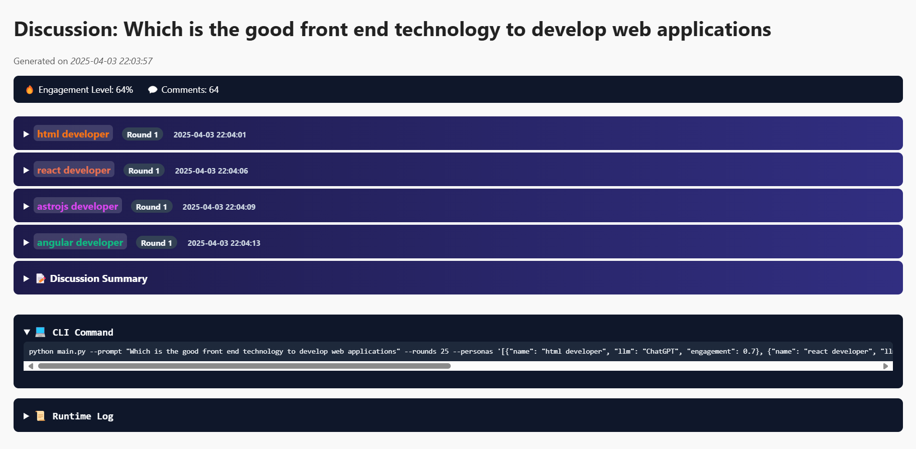 Screen copy of output html
