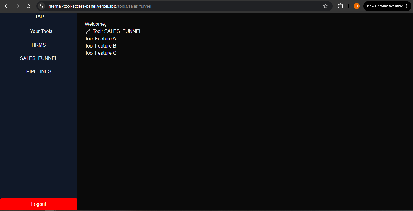 Sales users access their dashboard under /tools/sales_funnel, only if their role includes the sales tool.