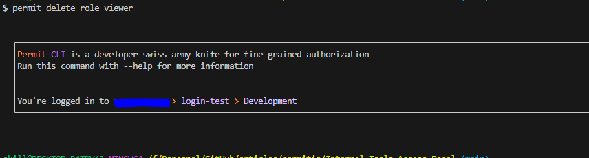 Delete viewer role command & output