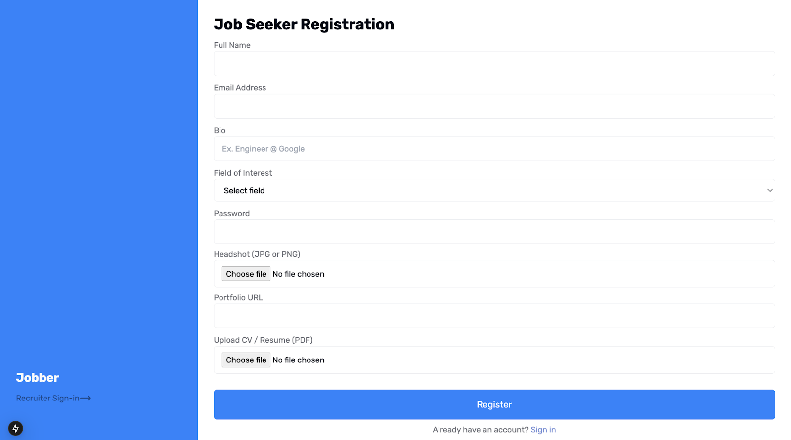Job Seeker Registration