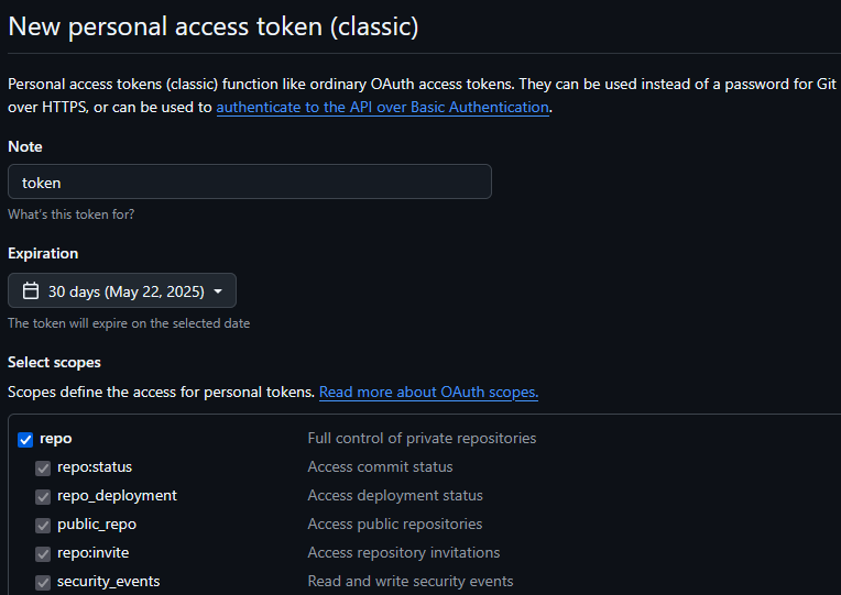 GitHub token permissions