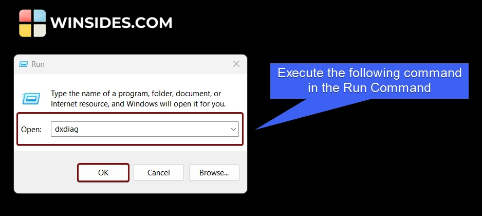 Execute the following command in the Run