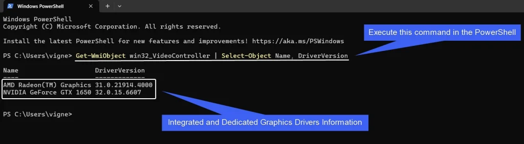 Command to get Graphics Drivers Information