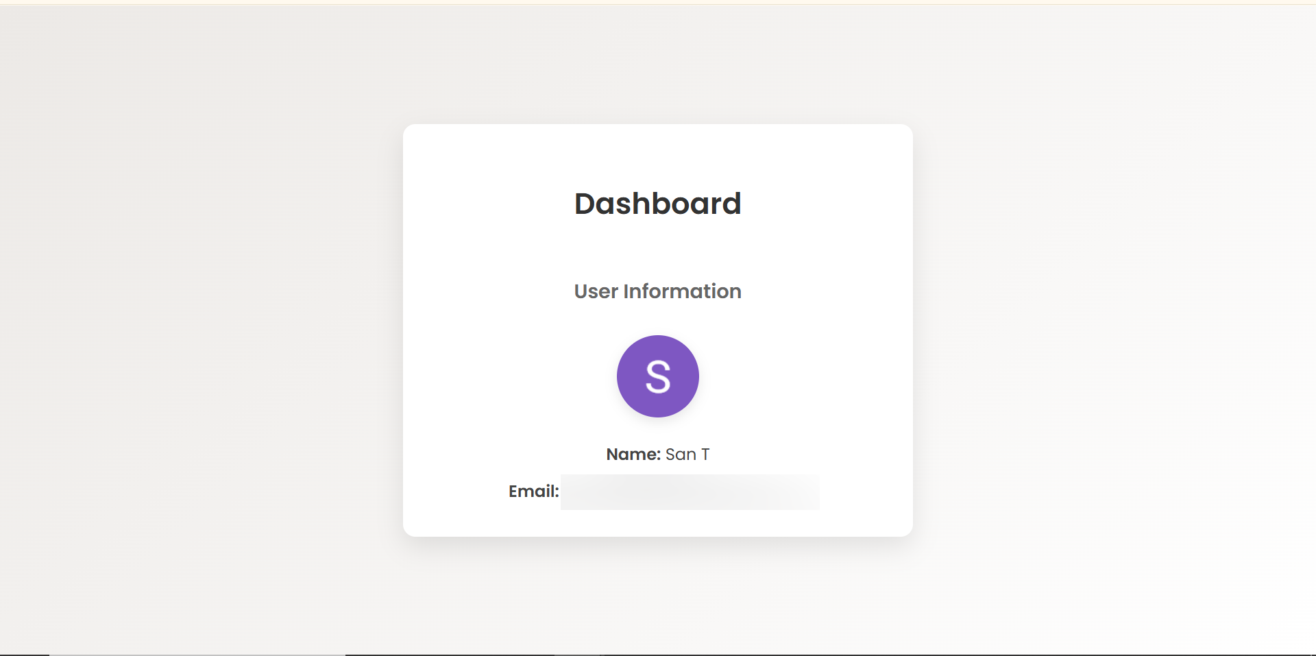 dashboard with Profile