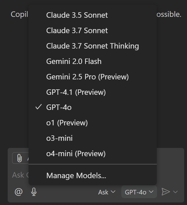 GitHub Copilot Models