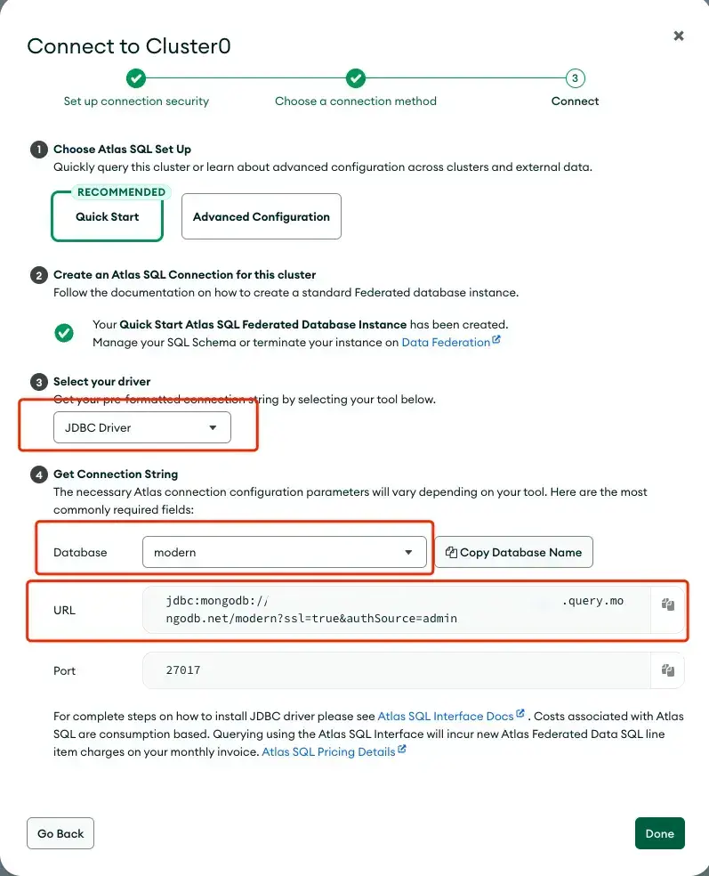 Figure: Get the JDBC Connection String.