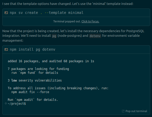 Cursor builds Svelte project