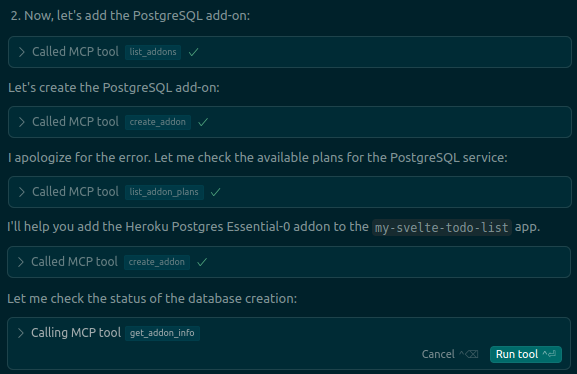 Cursor adds Heroku postgres add-on