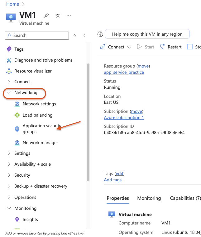 select Add application security groups