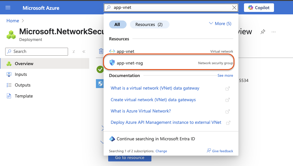 app-vnet-nsg resource