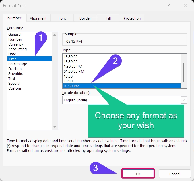 Time Formatting options
