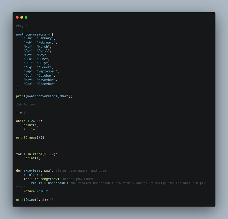 Day 3 of Learning Python!