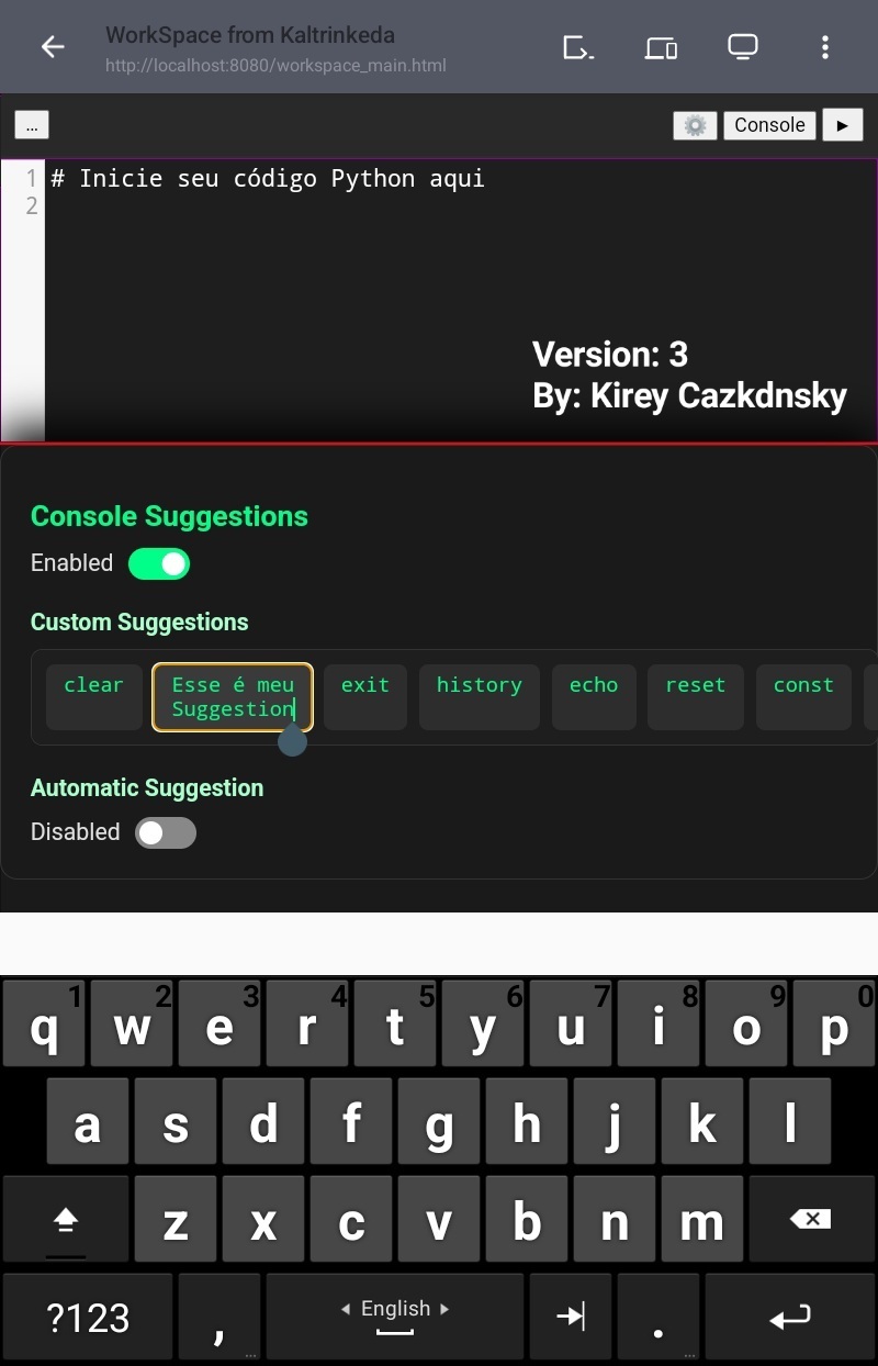 Console Settings