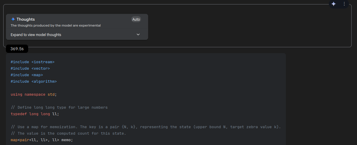 Gemini 2.5 Thinking time for a problem