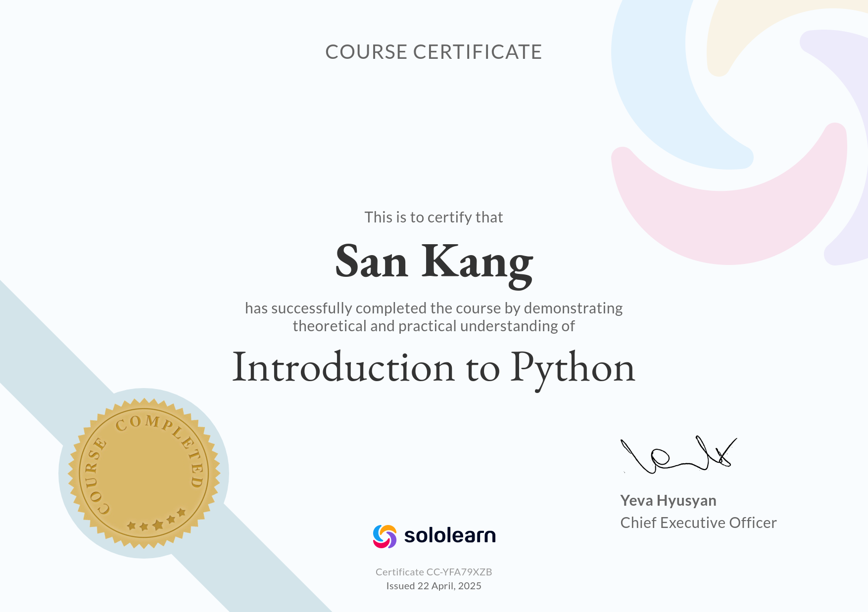 certificate