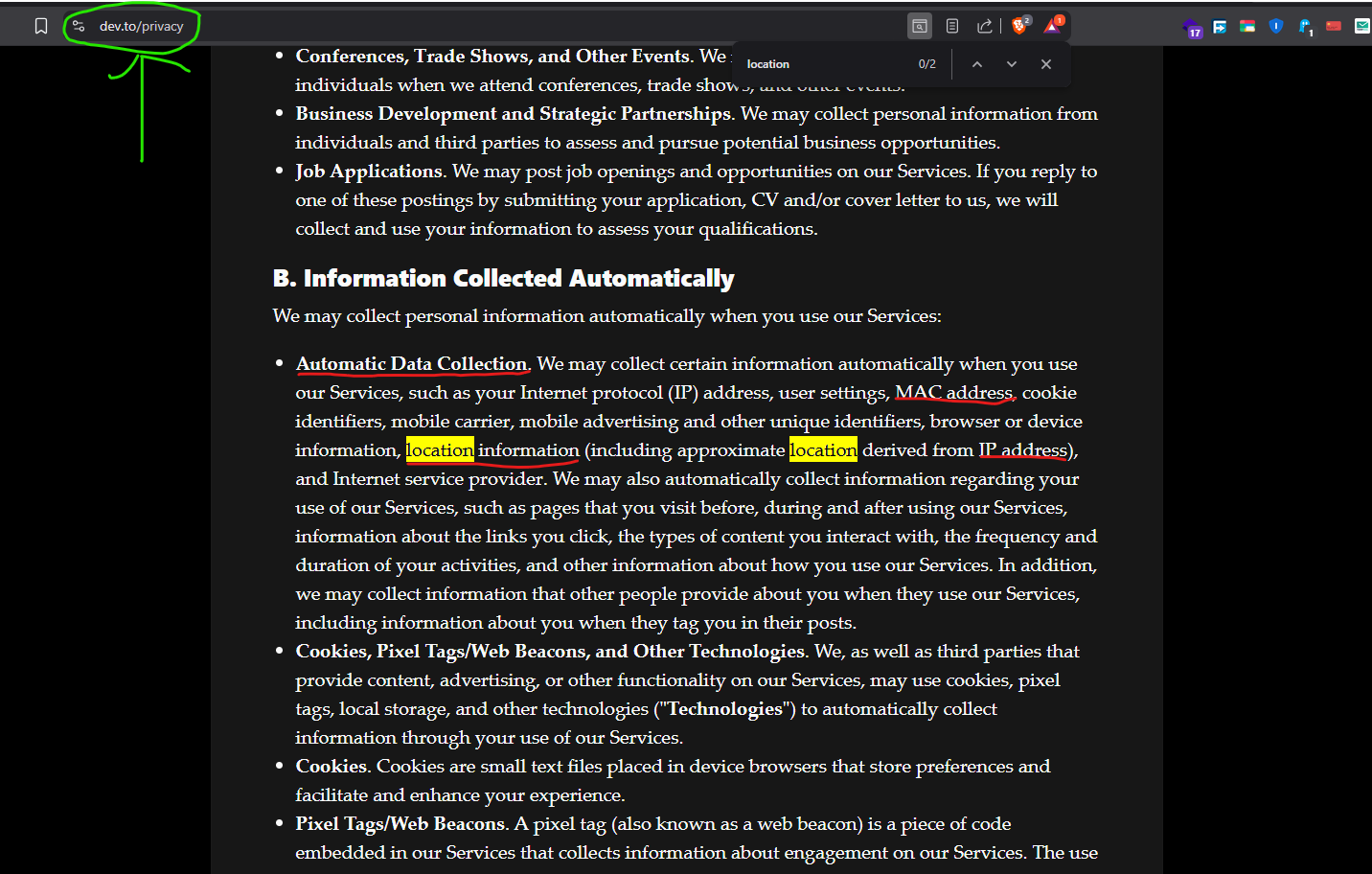 Dev.to Privacy Policy