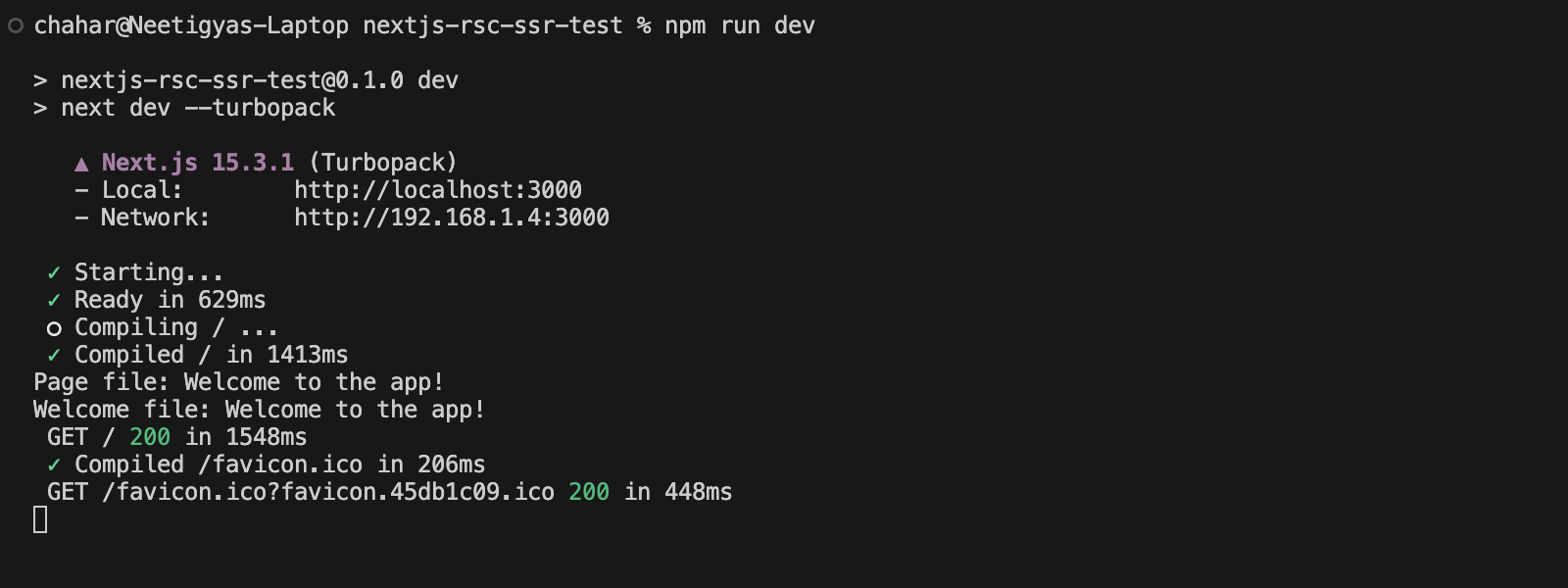 Terminal output
