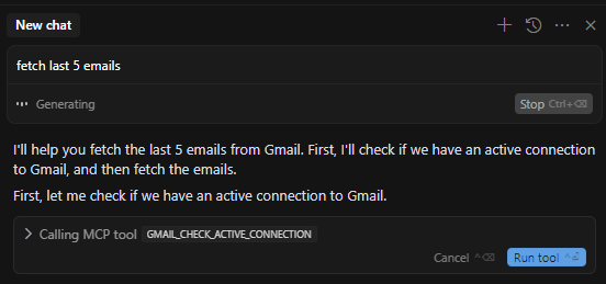 run tool option