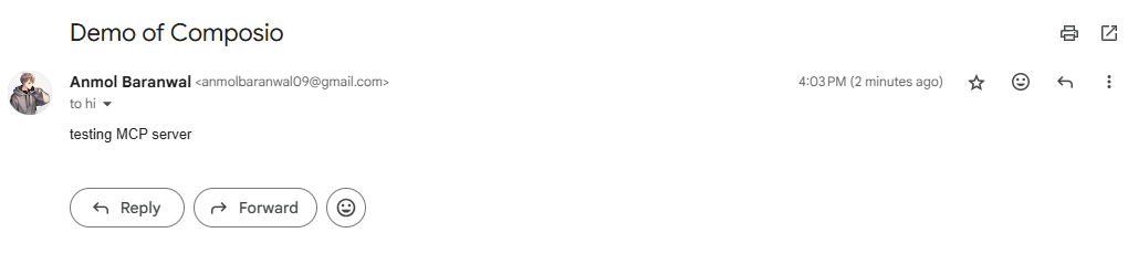 sent email