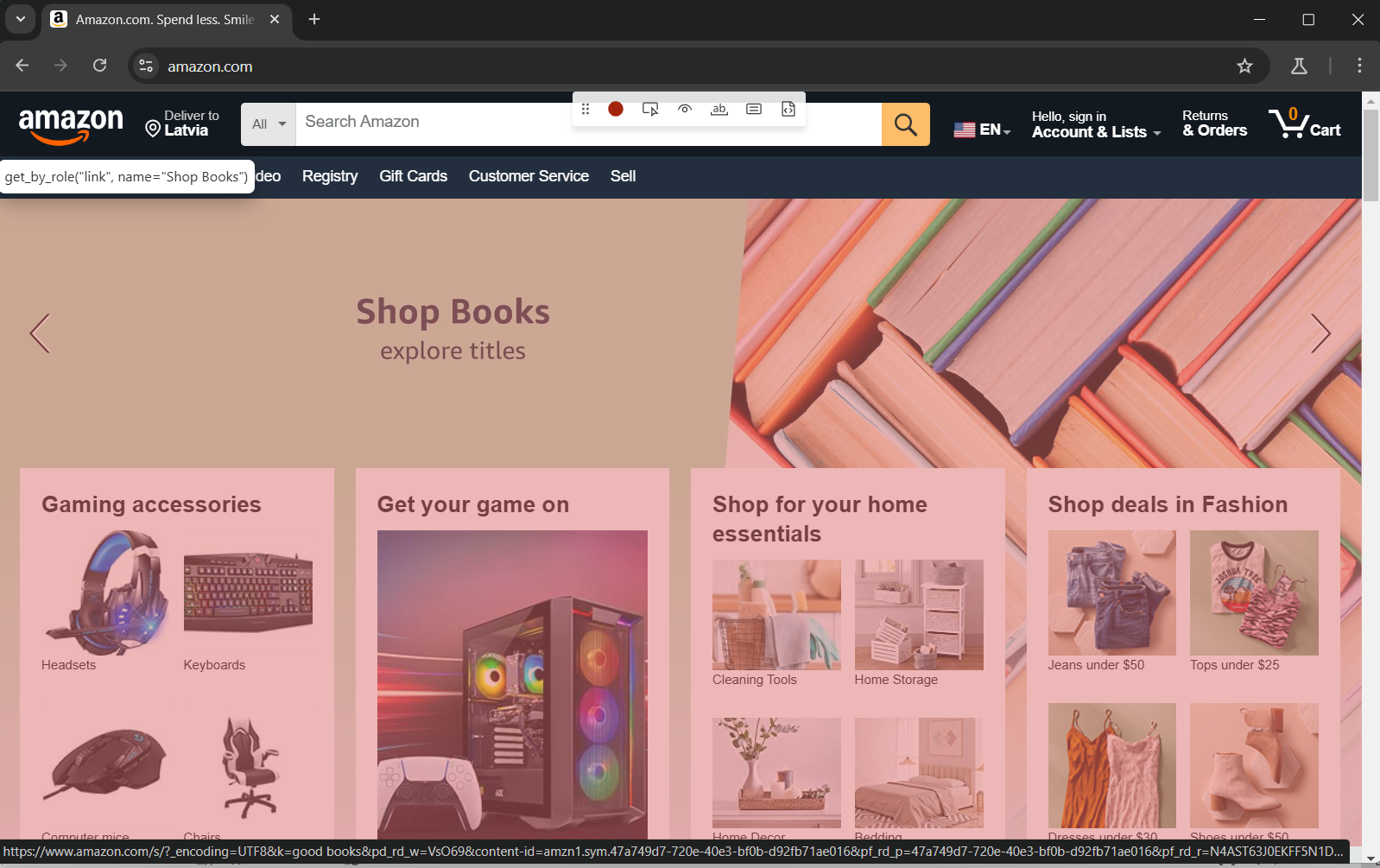 Codegen for Amazon Page
