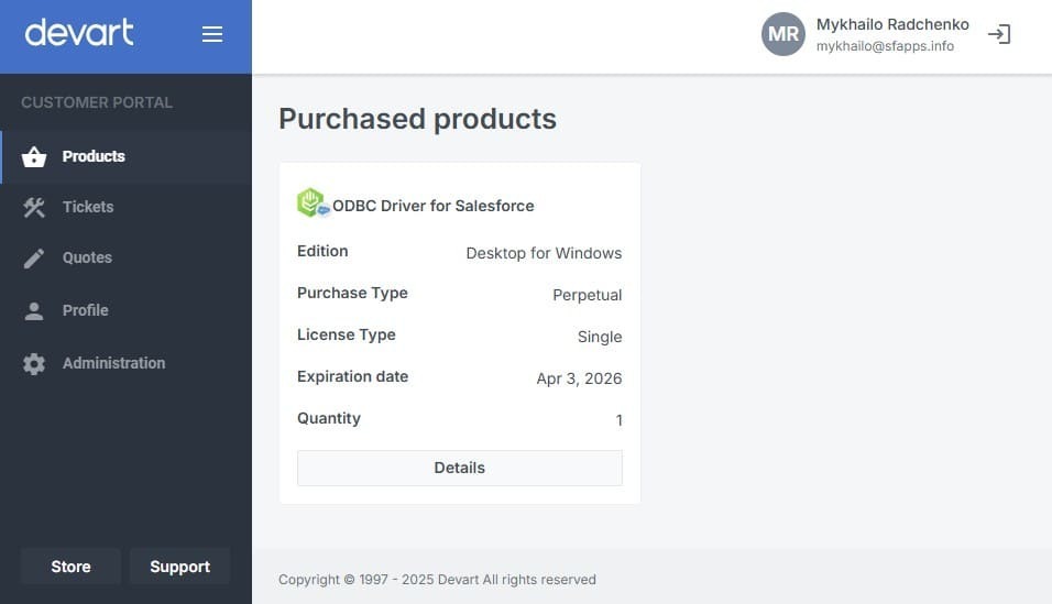 Devart’s Customer Portal