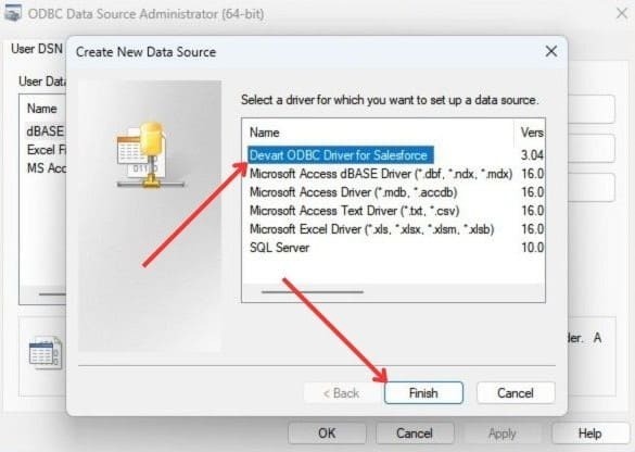 Create new Data Source in ODBC Data Source Administrator