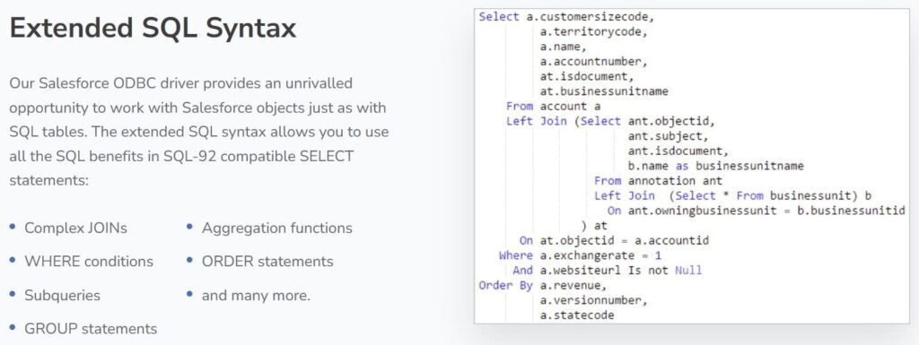 Description of the Extended SQL Syntax