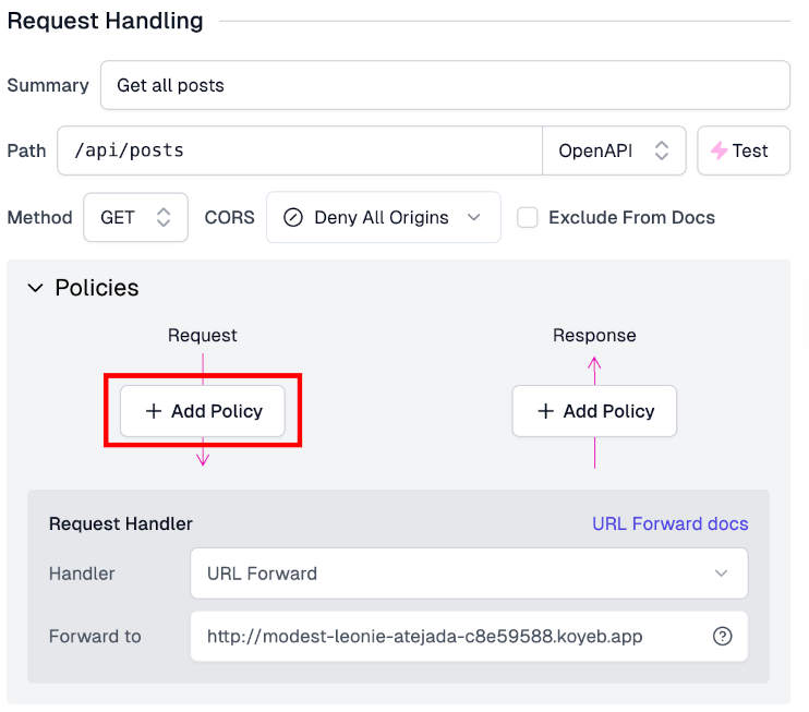Add inbound policy