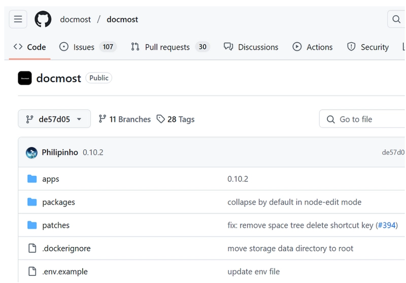 patchedDependencies in Docmost, an open-source alternative to Confluence and Notion.
