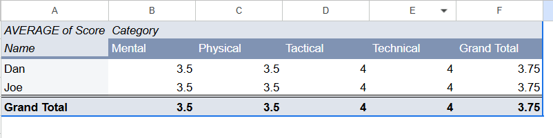 Pivot Table Result