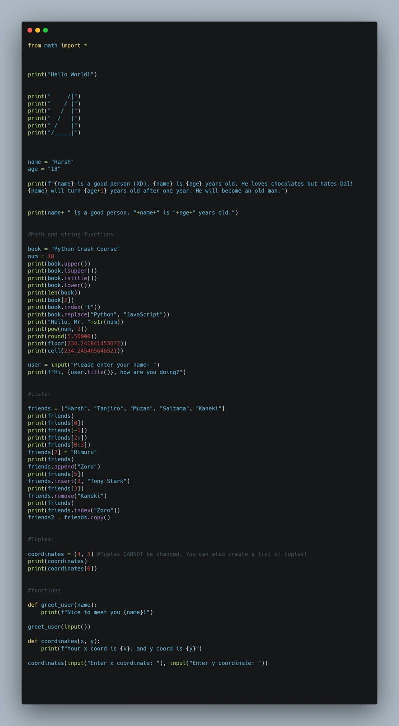 Day 2 of Learning Python!
