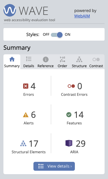 WAVE extension result