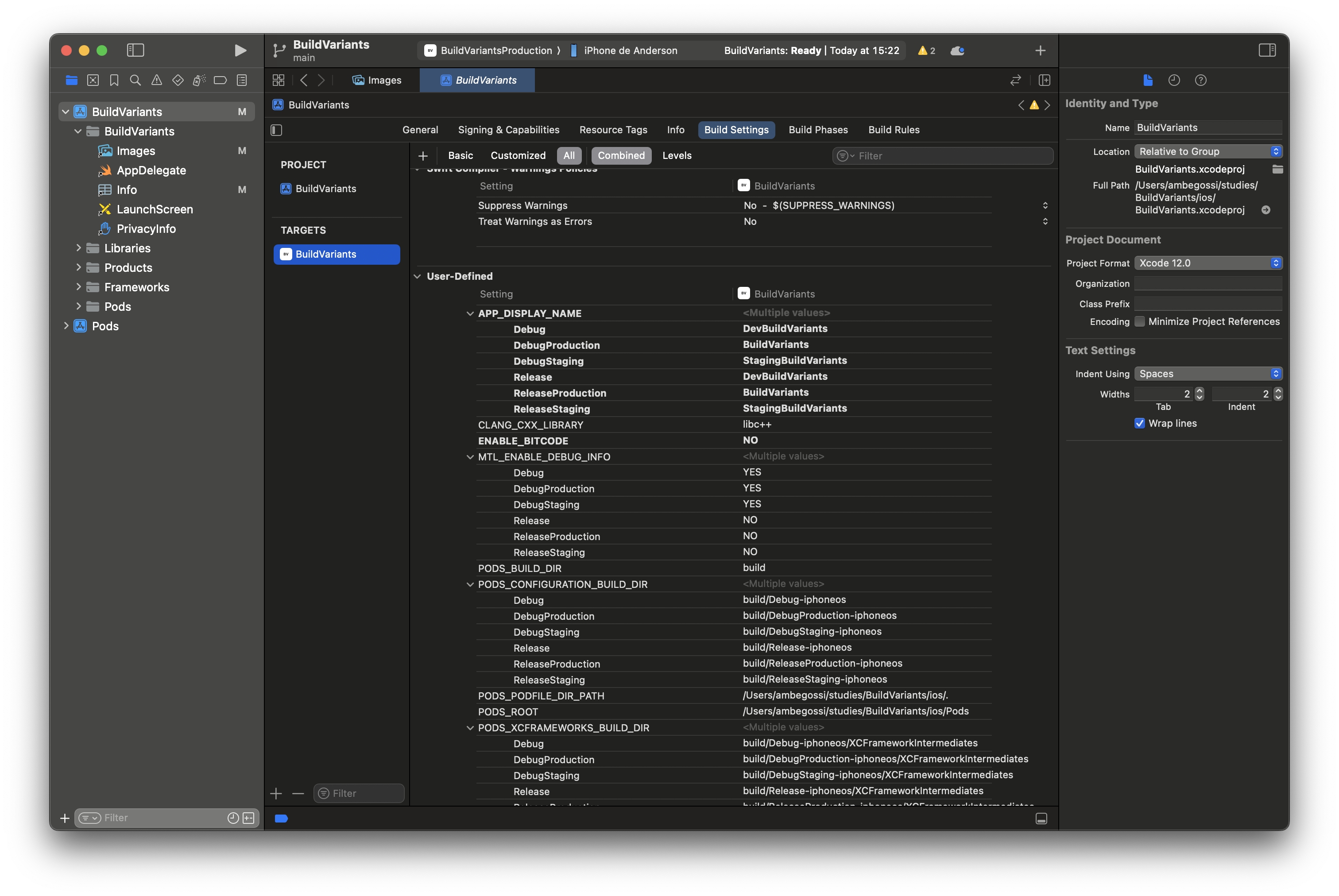 Build settings