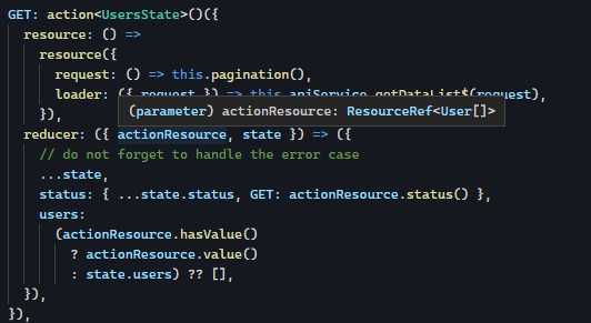 Define custom reducer per action