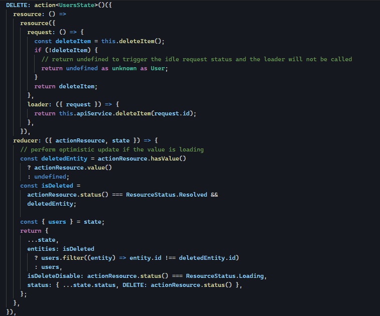 Demonstration of implementation of UPDATE action