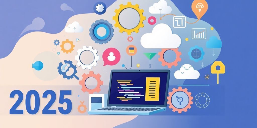 Illustration of software development tools for startups.