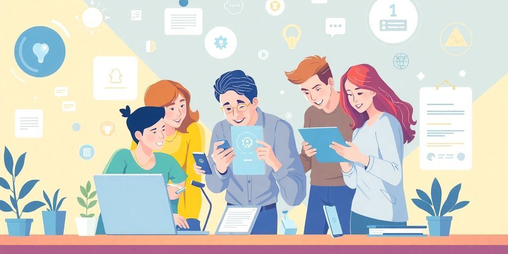 Diverse team collaborating on app development for startups.