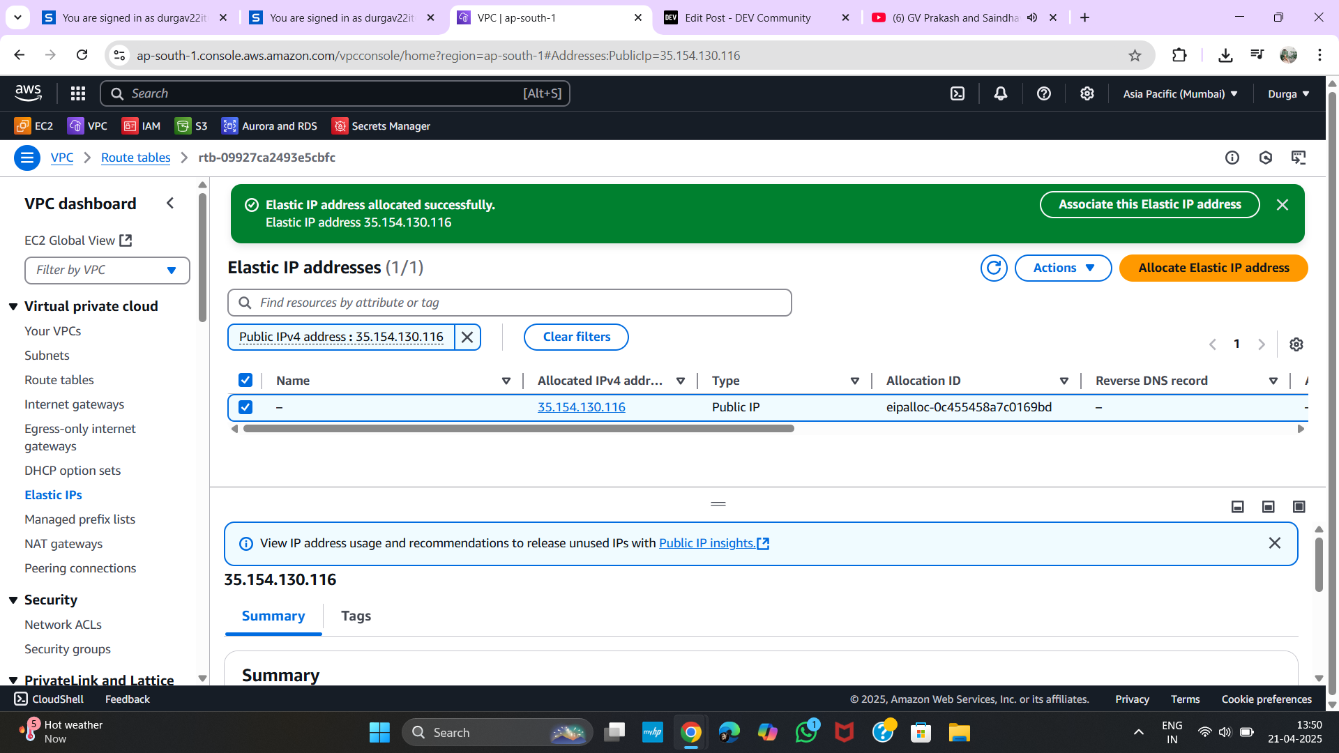 EIP Allocated