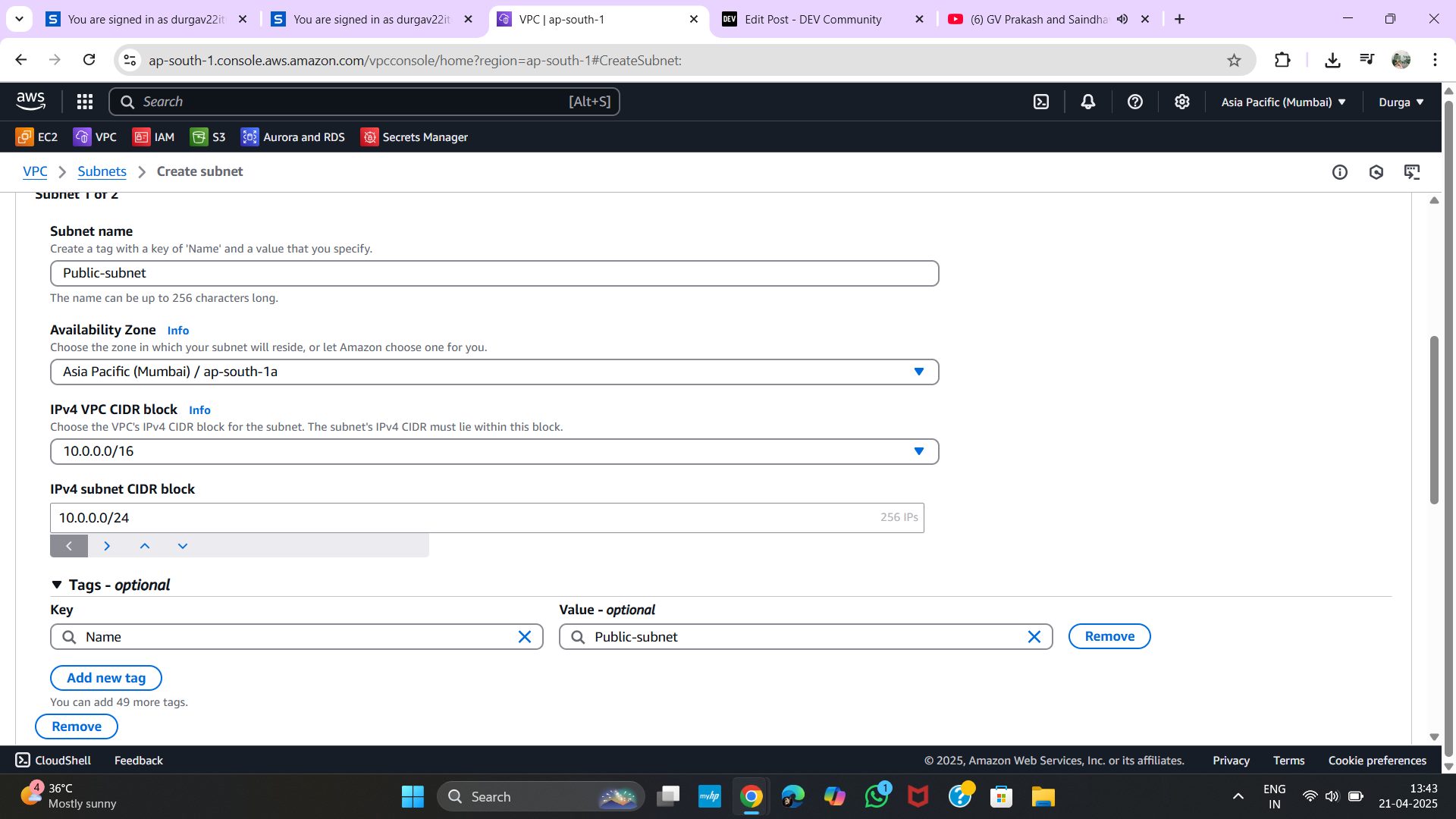 Create Public Subnet
