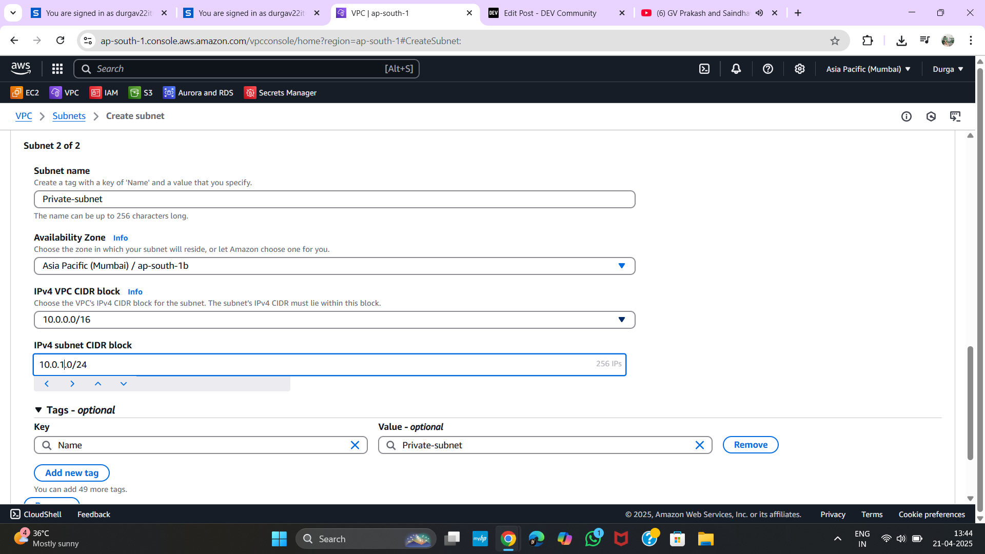 Create Private Subnet
