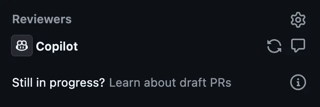 Copilot reviewer in the GitHub PR