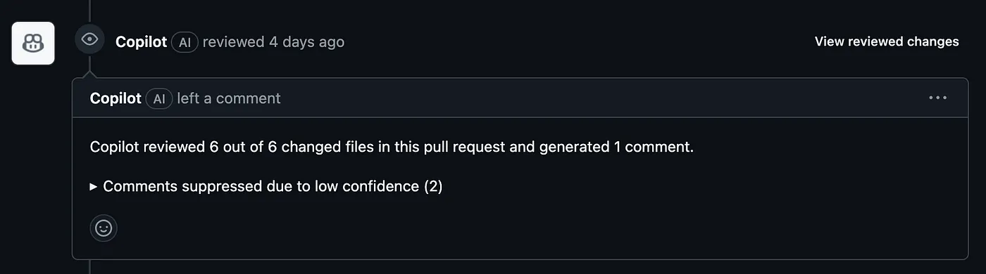 Code review summary from Copilot