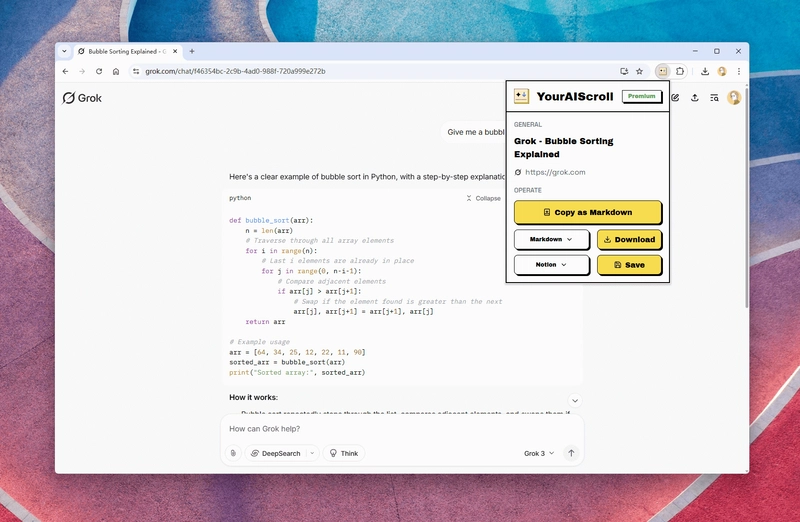 I Built a Browser Extension to Save AI Chatbot Conversations (Grok & 10+ Others) to Notion or Local Storage – YourAIScroll